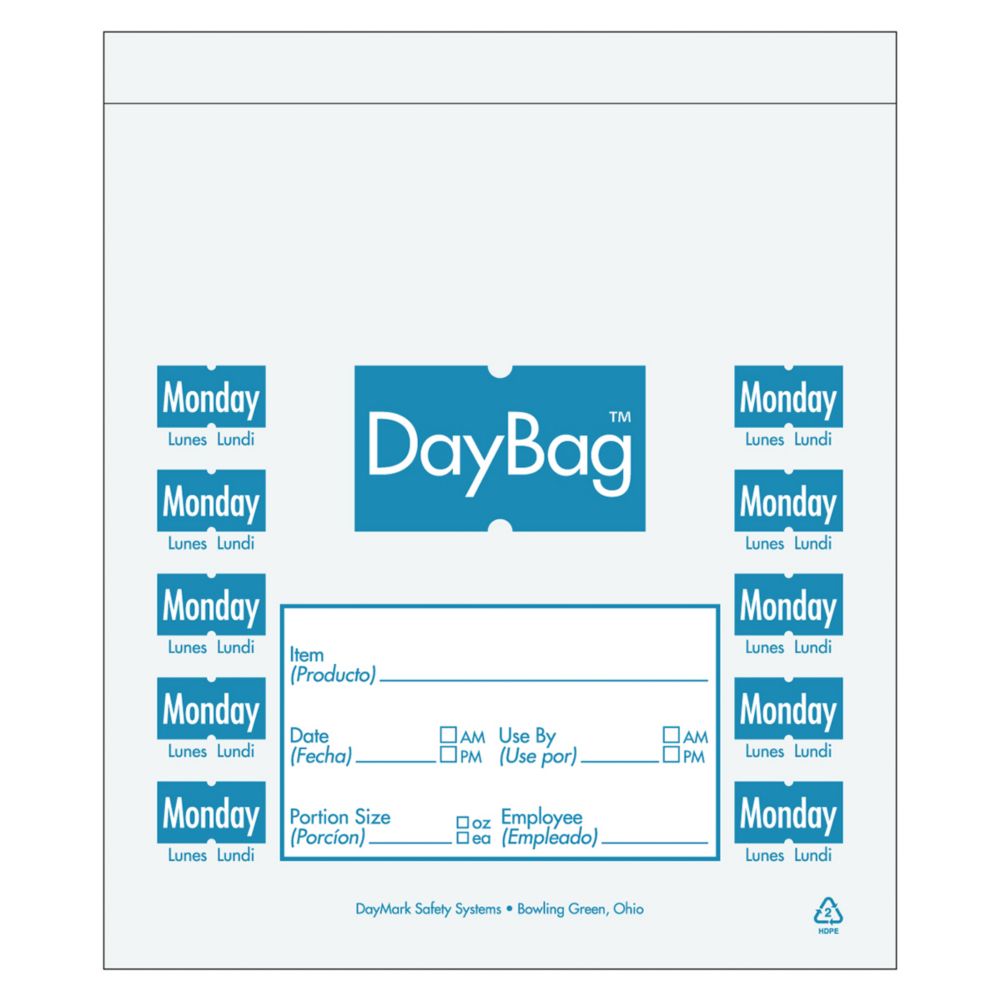 DayMark 113013 5-1/2" Day of the Week Monday Portion Bag - 2000 / BX