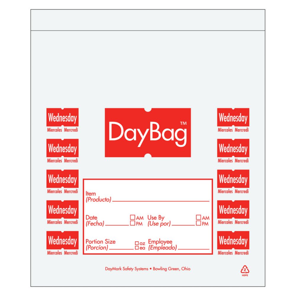 DayMark 113015 5.5" Day Of The Week Wednesday Portion Bag - 2000 / BX