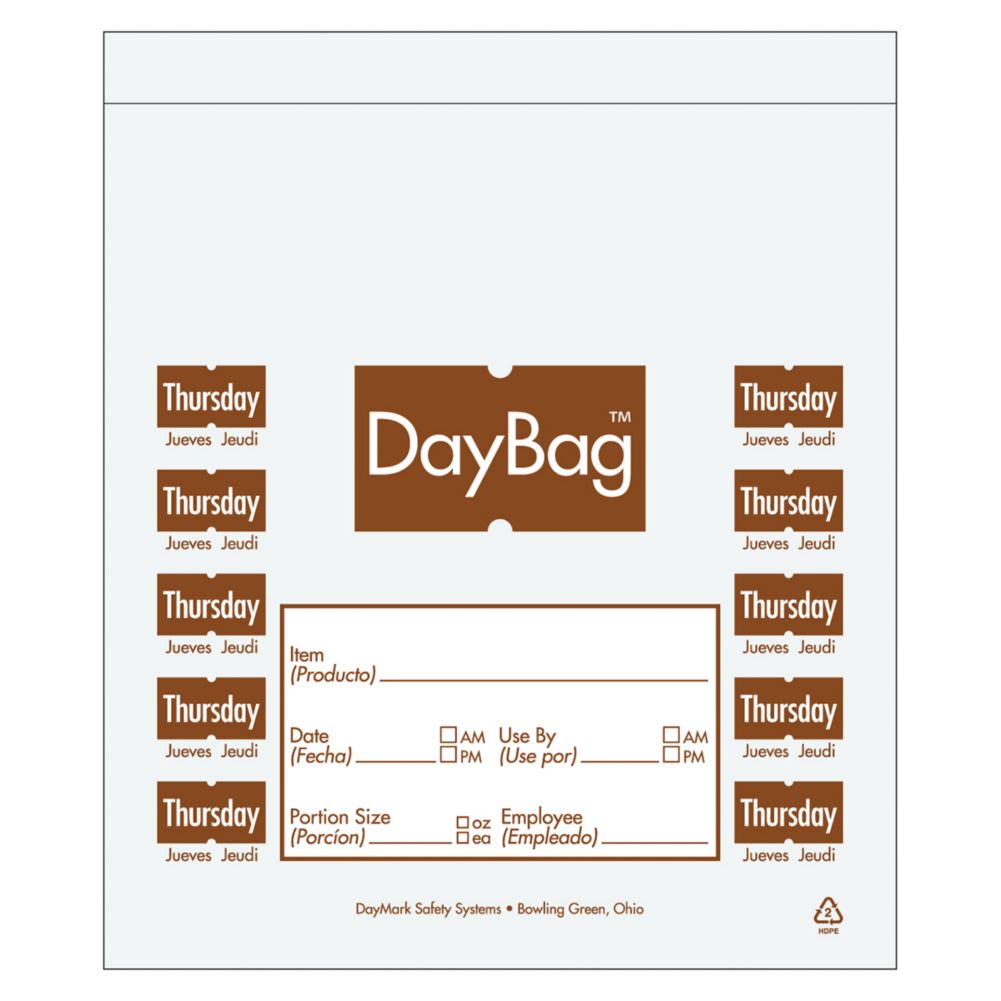 DayMark 113016 5-1/2" Day of the Week Thursday Portion Bag - 2000 / BX