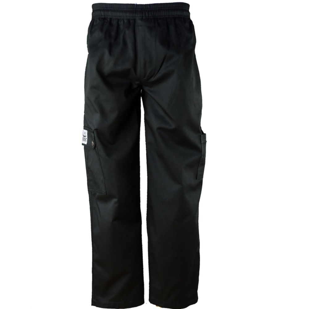 Chef Revival® P024BK-M QC Lite™ Medium Black Cargo Pants