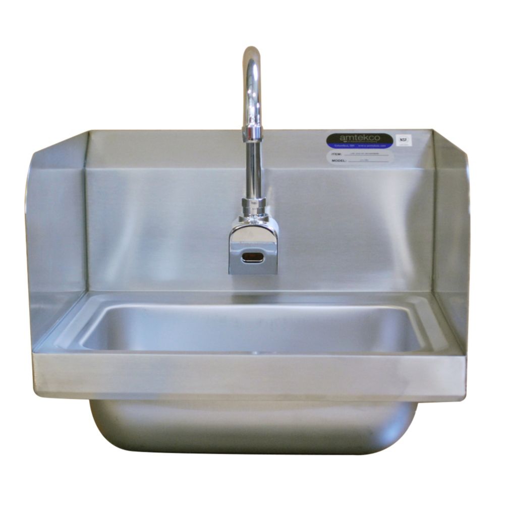 Amtekco DH26D Wall Mount Hand Sink w/ Sensor Faucet + Double Splashes