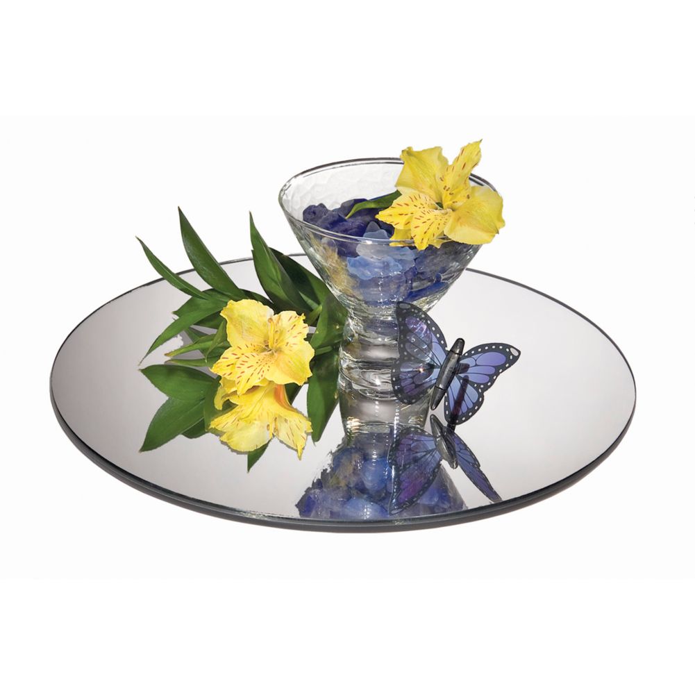 Gourmet Display® GT12 12" Round Glass Mirror Centerpiece Tray Omega