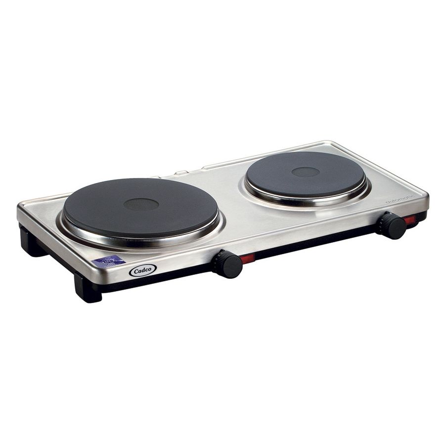 Cadco DKRS2 Portable Electric Double Cast Iron Burner Buffet Range