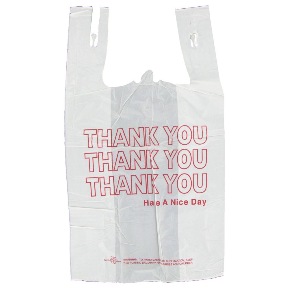 Prime Source SFTHANKU White THANK YOU T-Shirt Bag - 1000 / CS