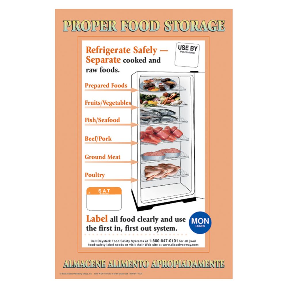 daymark-112270-17-x-11-proper-food-storage-poster-wasserstrom