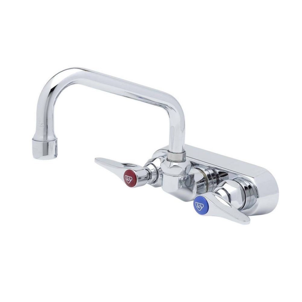 T&S Brass B-2299 Doppelkammer-Wasserhahn – Wandmontage, 20,3 Cm Mitte, 35,6 Cm Schwingdüse, 1/2" NPT Anschluss