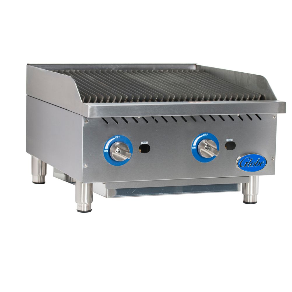 Globe Food GCB24G-SR Countertop 24" S/S Radiant Gas Charbroiler