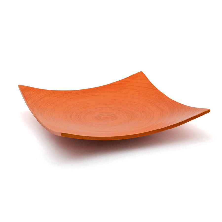 FOH® BPT007ORB21-L Tangerine 12.5" Square Winged Bamboo Plate