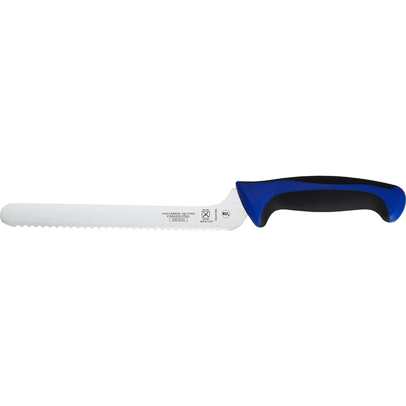 Mercer Culinary M22418BL Millennia 8" Blue Offset Bread Knife