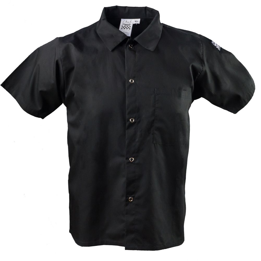 Chef Revival® CS006BK-2X Black 2X-Large Cook's Shirt With Snaps