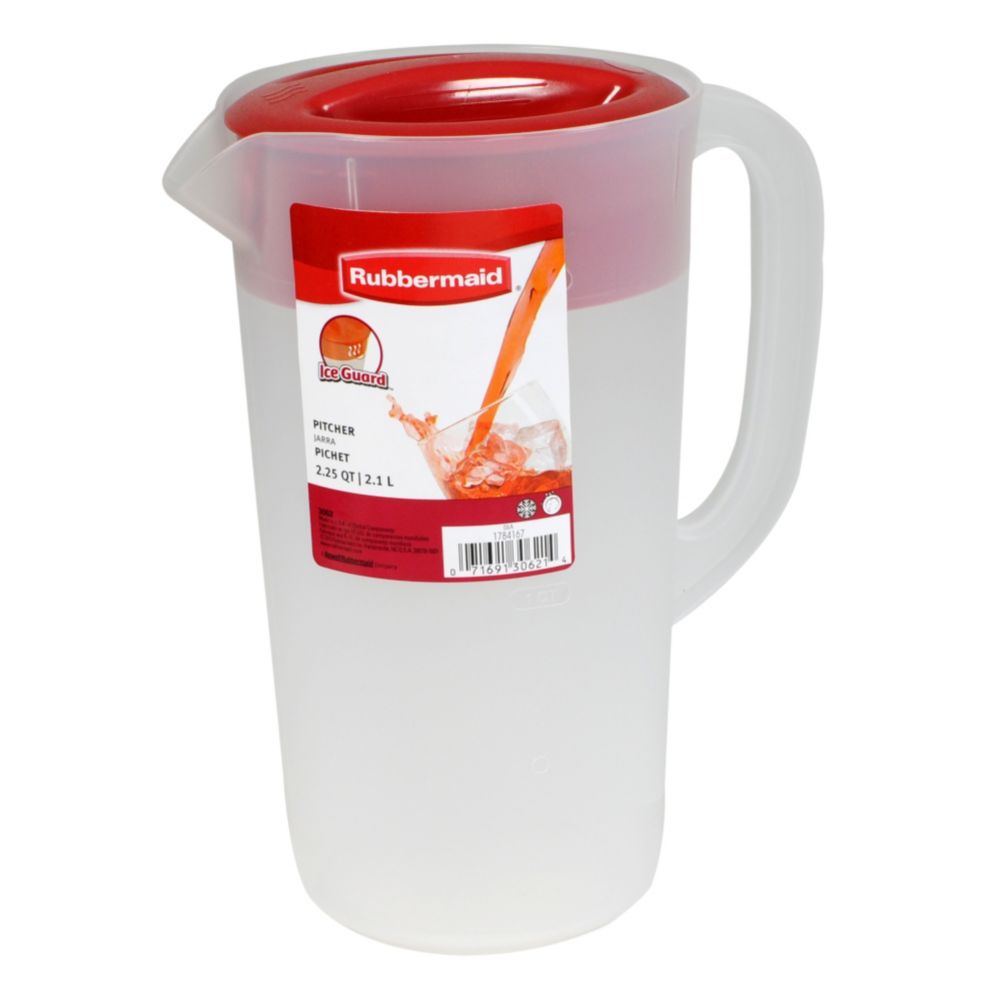 Rubbermaid® 1777154 Classic 2-1/4 Qt. Clear Pitcher with Red Lid
