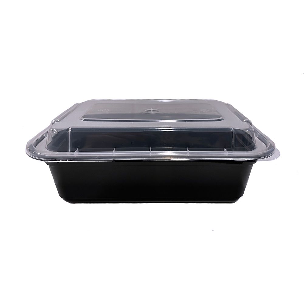 Darling Food Service Black 24 Oz. Rectangular Container - 150 / CS