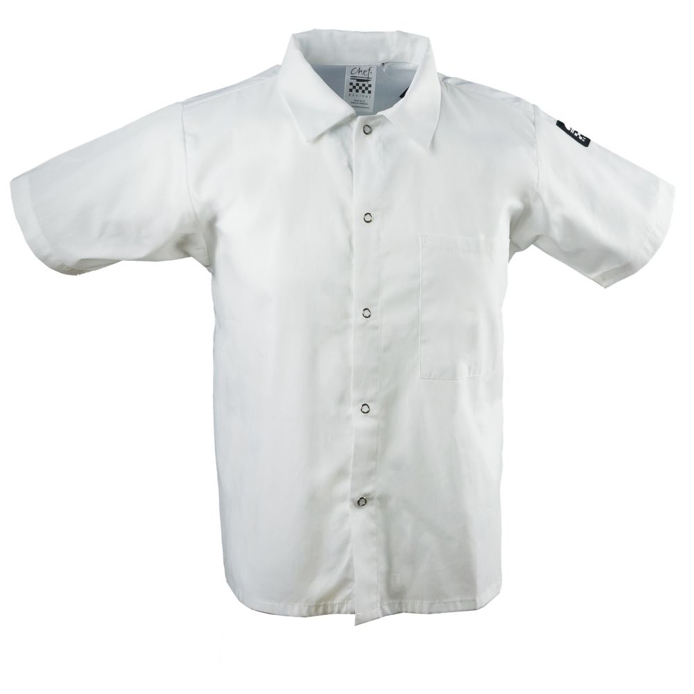 Chef Revival® CS006WH-S White Small Cook's Shirt With Snaps