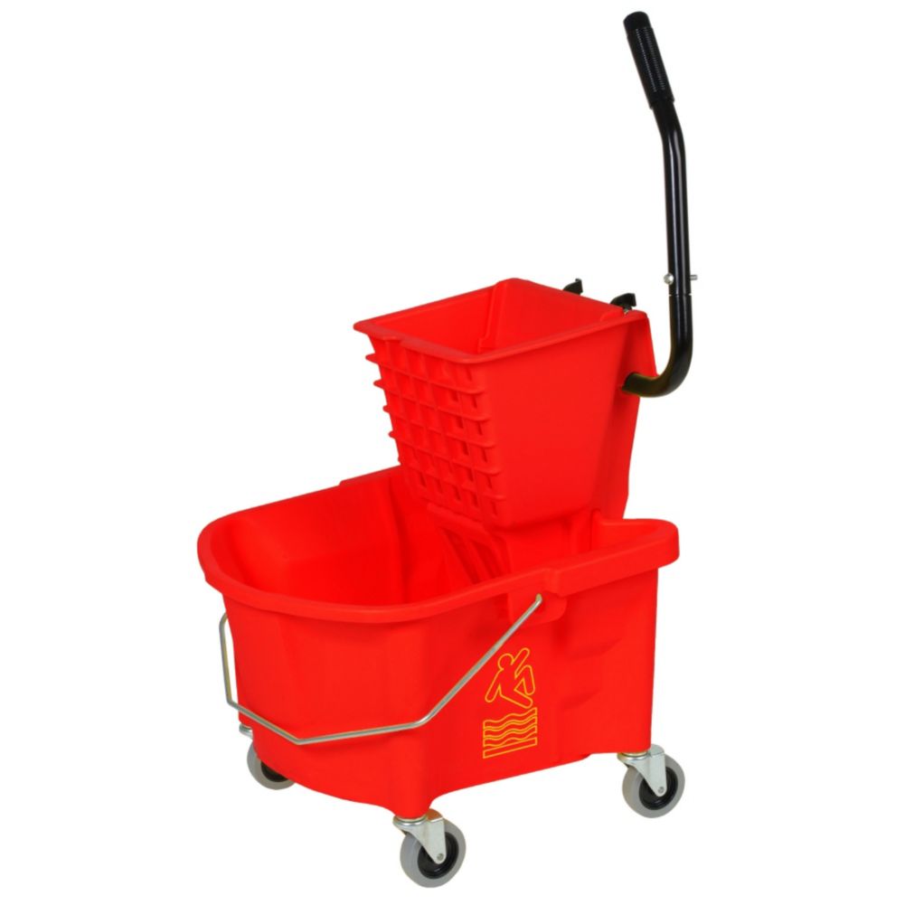 Continental 226312RD Manufacturing Red 26 Qt. Mop Bucket with Wringer
