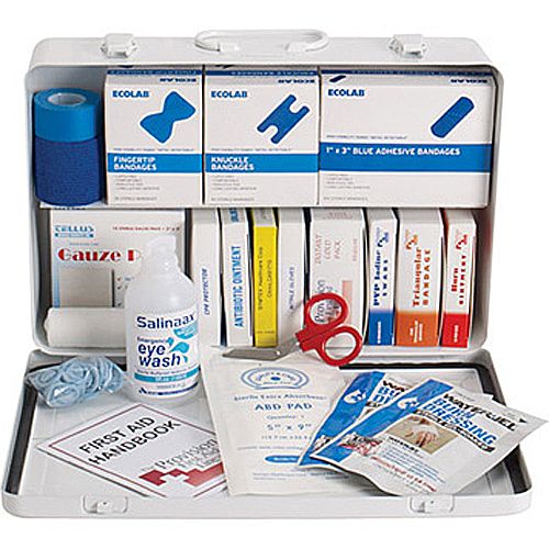 Ecolab 502219611 Steel Case Medium First Aid Kit Wasserstrom