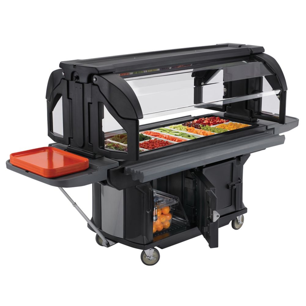 Cambro VBRU5110 Black Versa Food Bar with Storage and Standard Casters