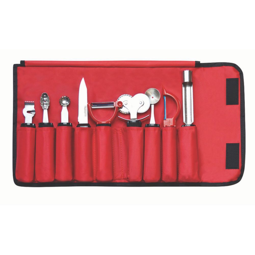 TableCraft E5600-9 Firm Grip 9 Piece Garnish Set w/ Nylon Case