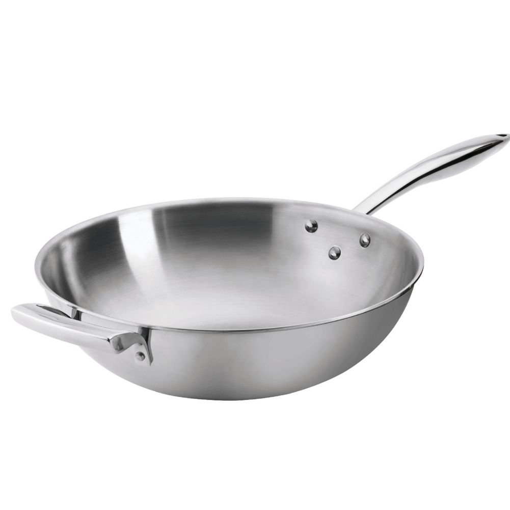 Browne Foodservice 5724100 Thermalloy® S/S 9 Qt. 3-Ply Wok Pan