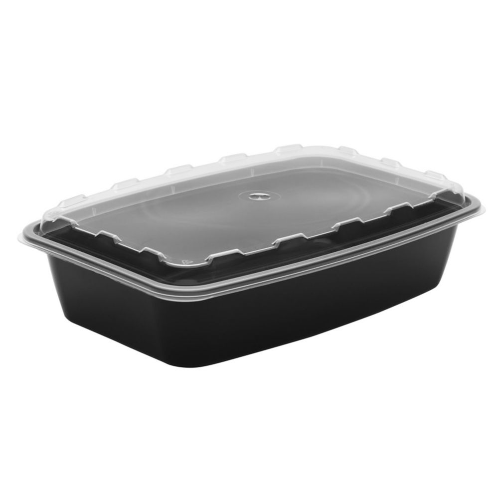 Cube Plastics CR-1156B Black 56 Oz Container with Clear Lid - 100 / CS