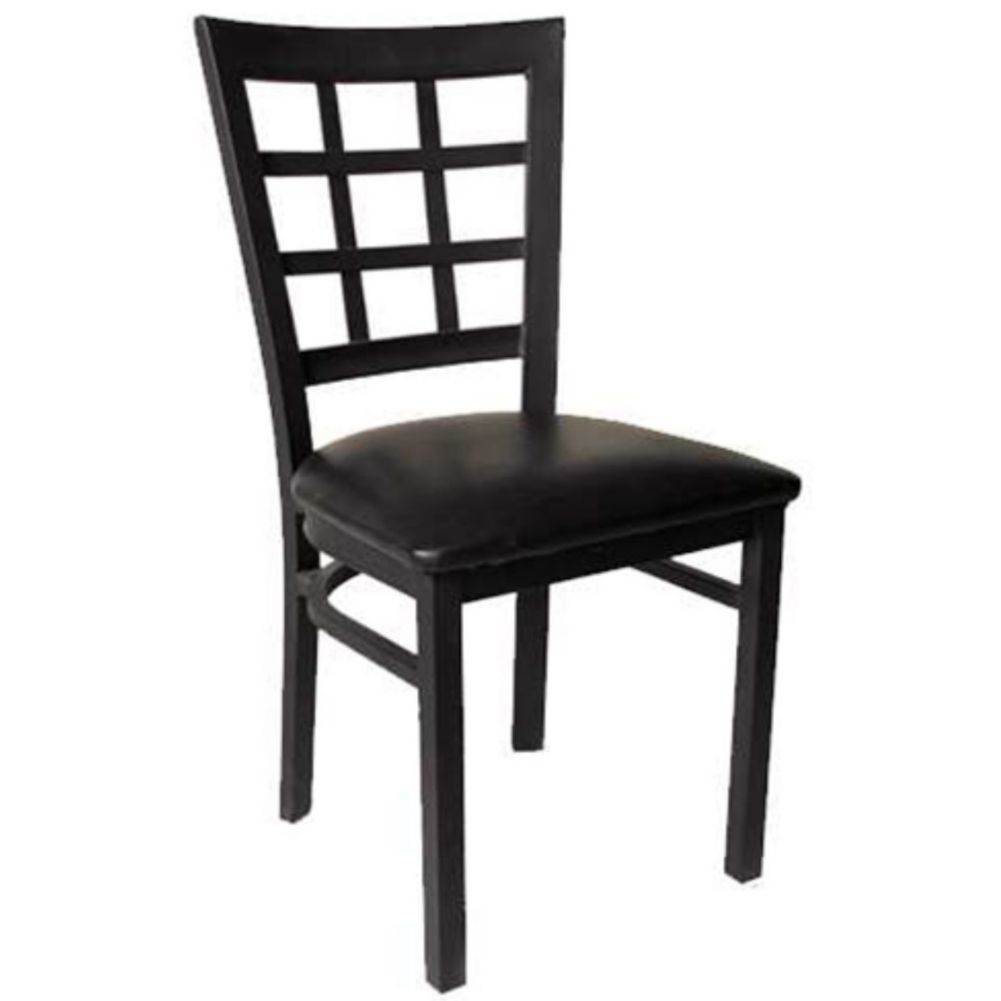 MKLD Commercial Furniture M890 Window Back Chair w/ Black Metal Frame