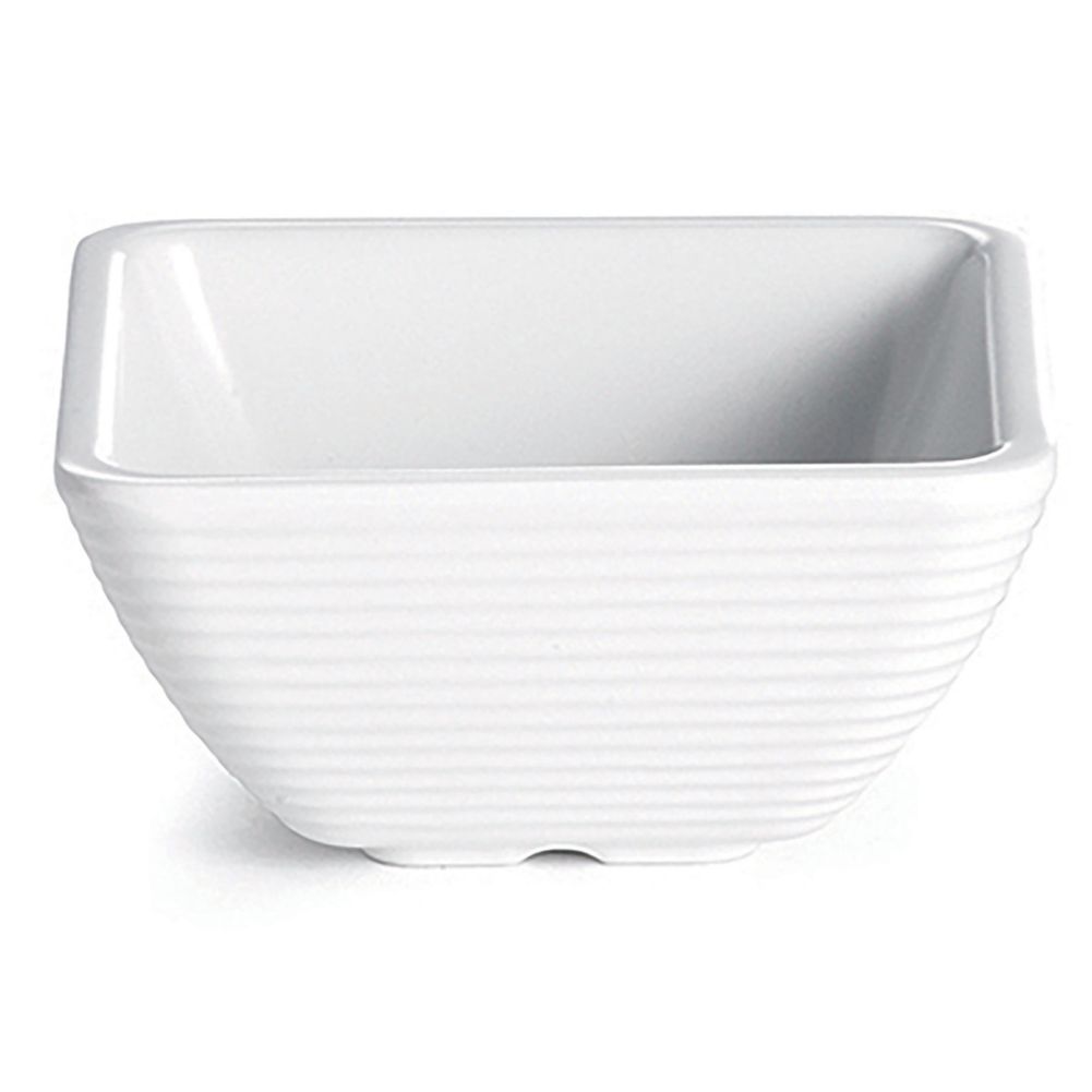 TableCraft RAMS3W White Melamine 3 Oz. Square Ribbed Ramekin - 12 / CS ...