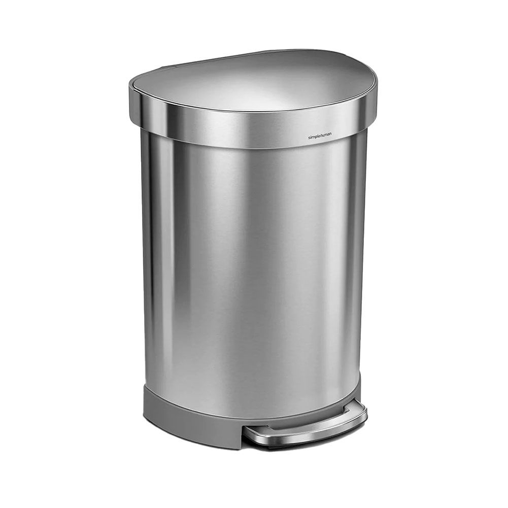simplehuman CW2029 Brushed S/S 60 Liter Semi Round Step Waste Can