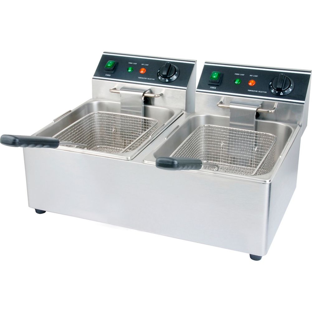 Darling Food Service S/S Electric Double Pot 30 Lb. Countertop Fryer