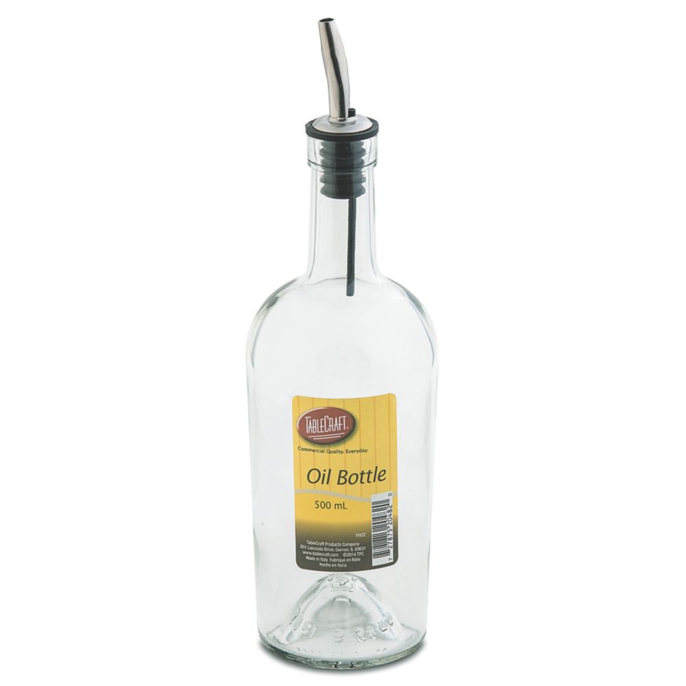 TableCraft H932 Clear 17 Oz. Glass Bottle with Pourer - 12 / PK