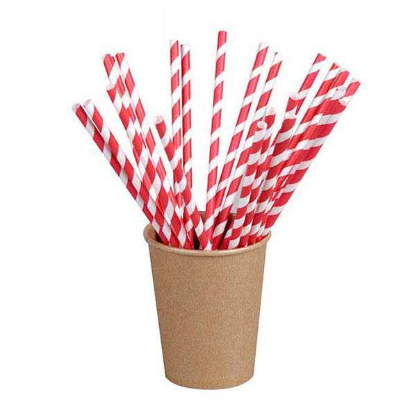 PackNWood 210CHP19EMBR Red Striped 7.75 Paper Straw