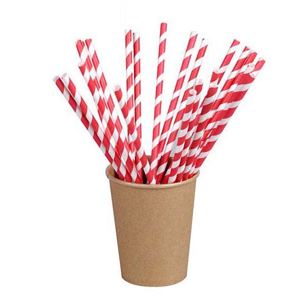 PackNWood 210CHP19EMBR Red Striped 7.75" Paper Straw - 6000 / CS