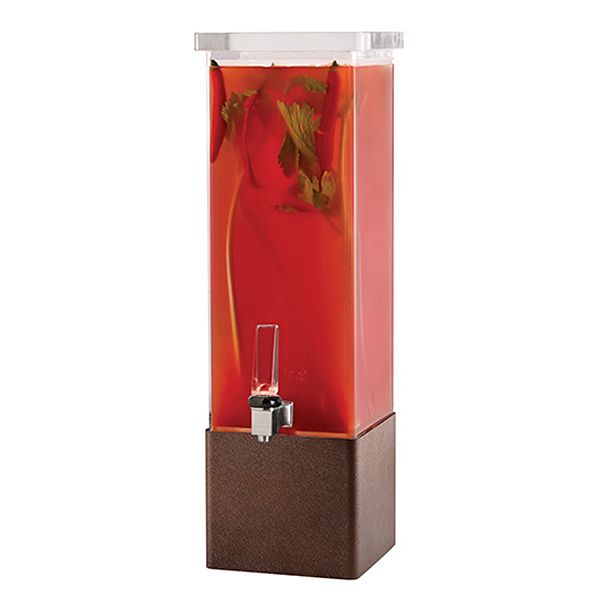 Rosseto LD173 2 Gallon Square Beverage Dispenser with Bronze Base