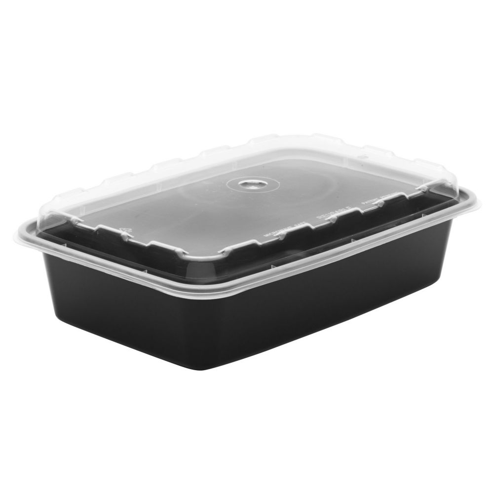 Cube Packaging CR-927B Black 28 Oz. Container with Lid - 150 / CS