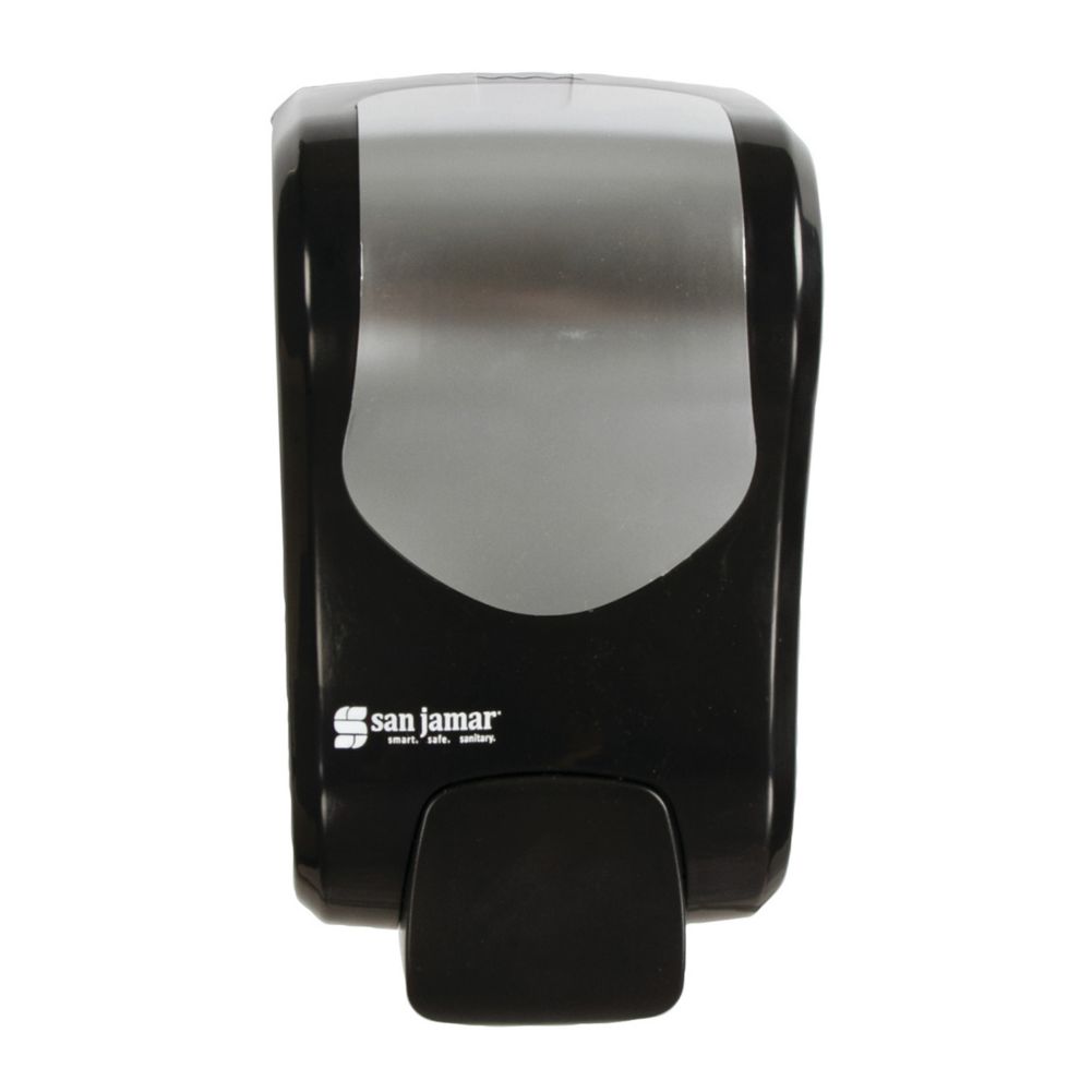 San Jamar SF970BKSS 900 Rely Black Manual Soap & Sanitizer Dispenser