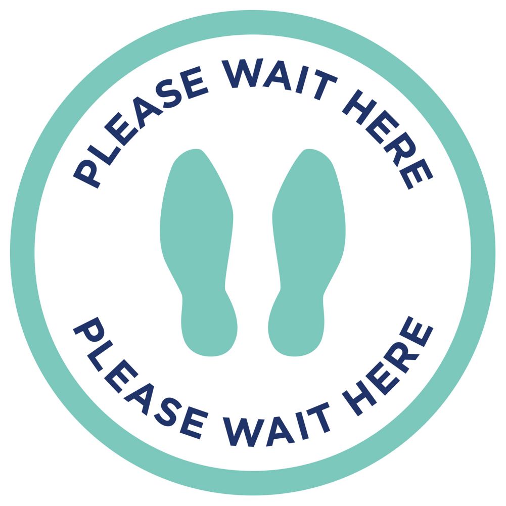 Visual Graphic Systems Please Wait Here 12" Floor Decal Sign - 10 / PK