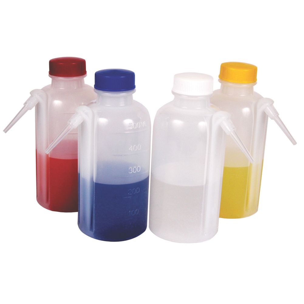United Scientific WBSET4 4Pc. Color LDPE 500ML Wash Bottle Set Omega