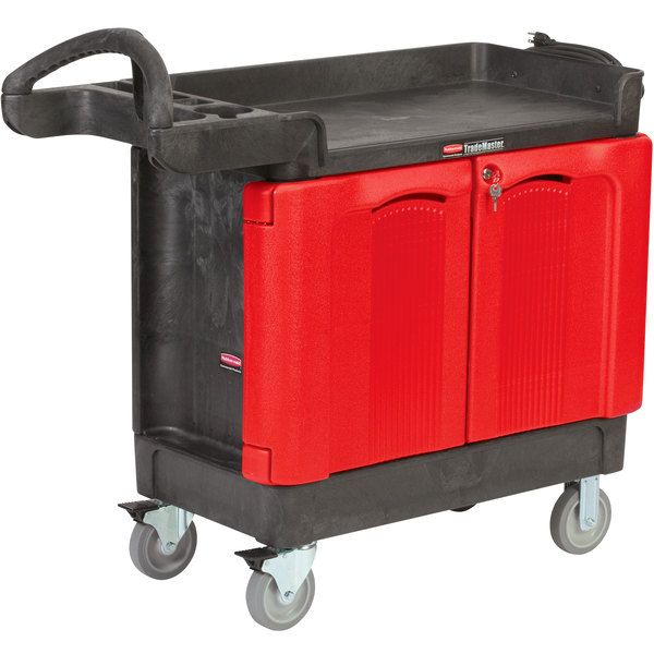 Rubbermaid FG451288BLA Small Trademaster 2 Door Cart Wasserstrom