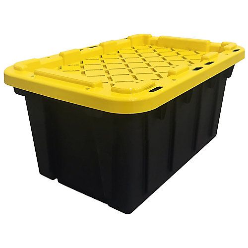 Centrex 5GTBXBLKYW Tough Box Black 5 Gallon Tote with Yellow Lid Omega