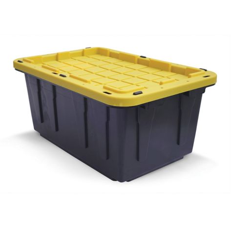 Centrex 17GFLATBKY Tough Box Black 17 Gallon Tote with Yellow Lid ...