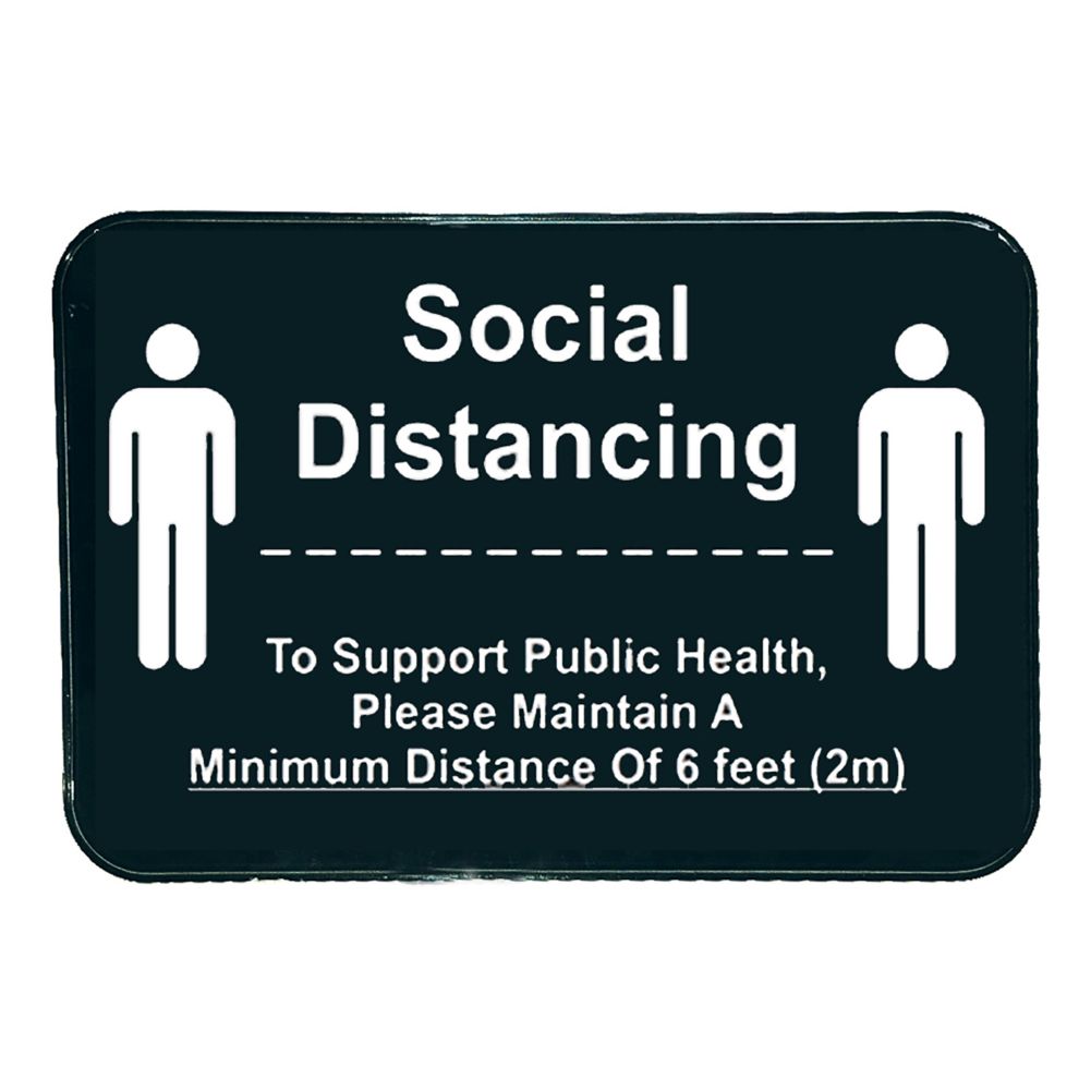 TableCraft 10595 Black 6" x 9" Social Distancing Sign