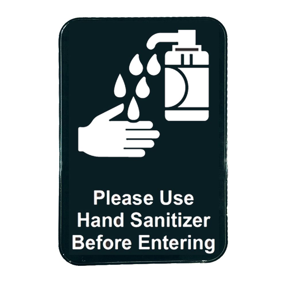 TableCraft 10594 Black 6" x 9" Please Use Hand Sanitizer Sign