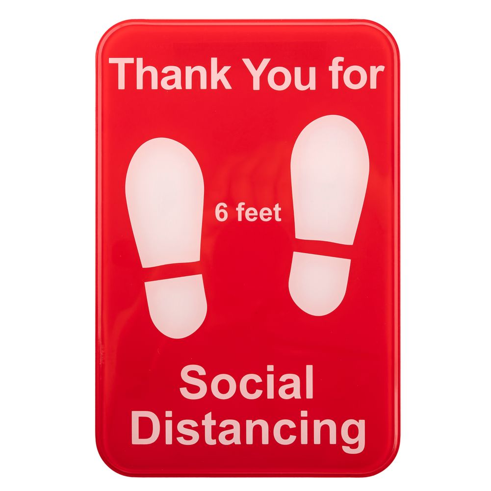 TableCraft 10540 Red 6" x 9" Thank You for Social Distancing Sign