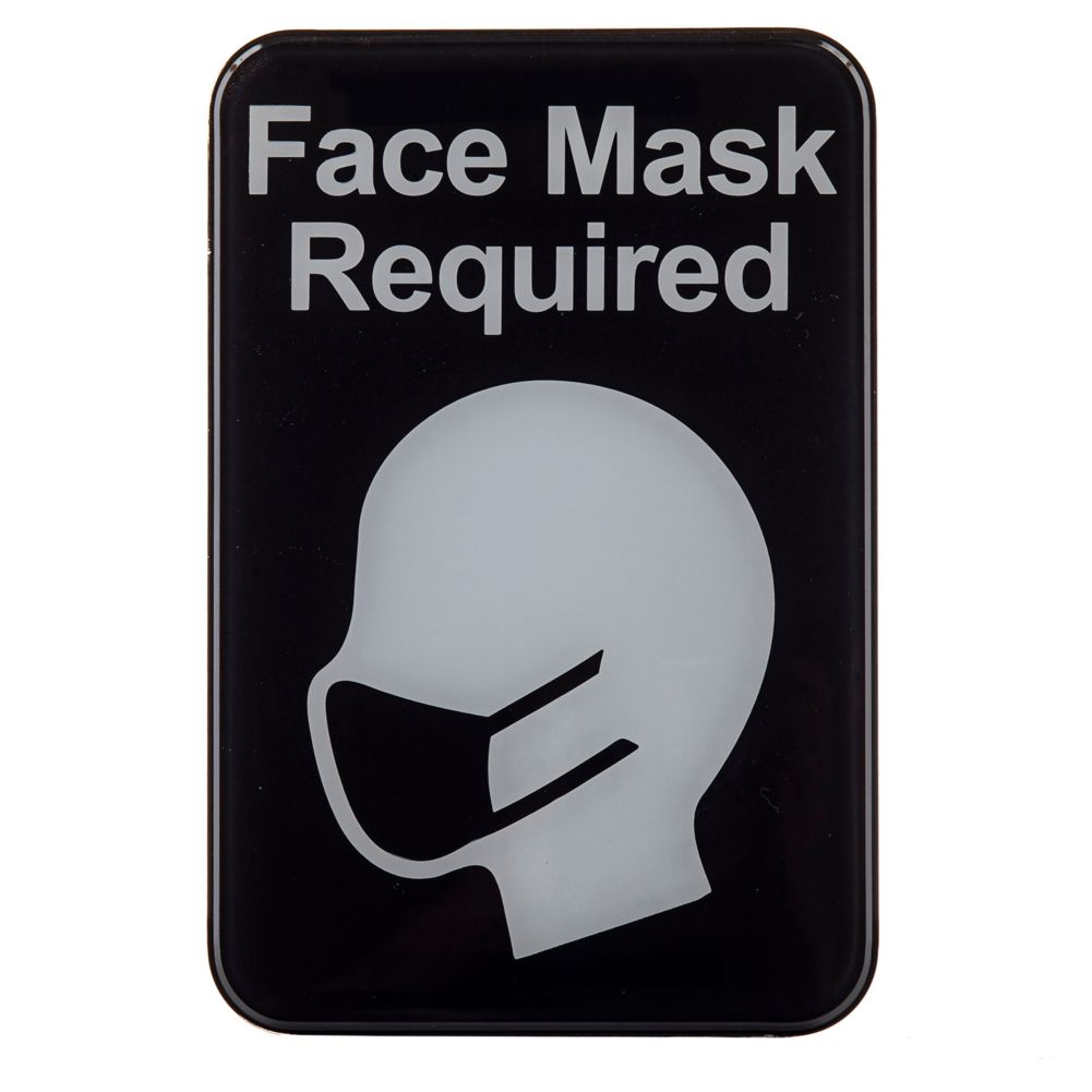 TableCraft 10541 Black 6" x 9" Face Mask Required Sign