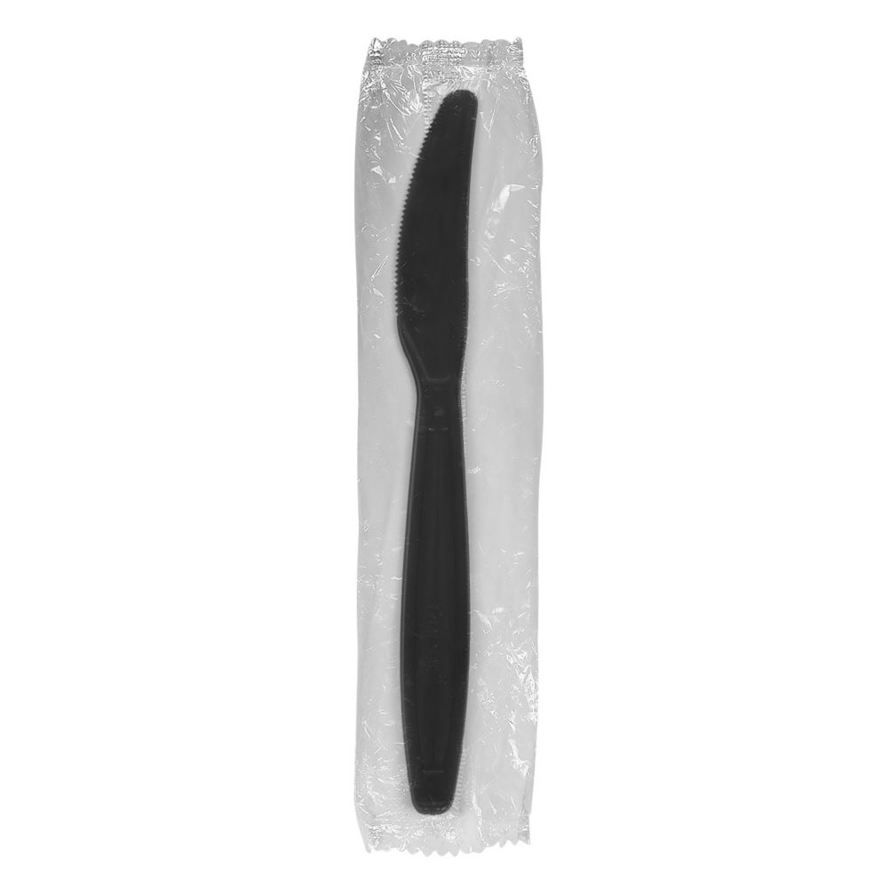 Darling Food Service Wrapped Black Plastic Knife - 1000 / CS