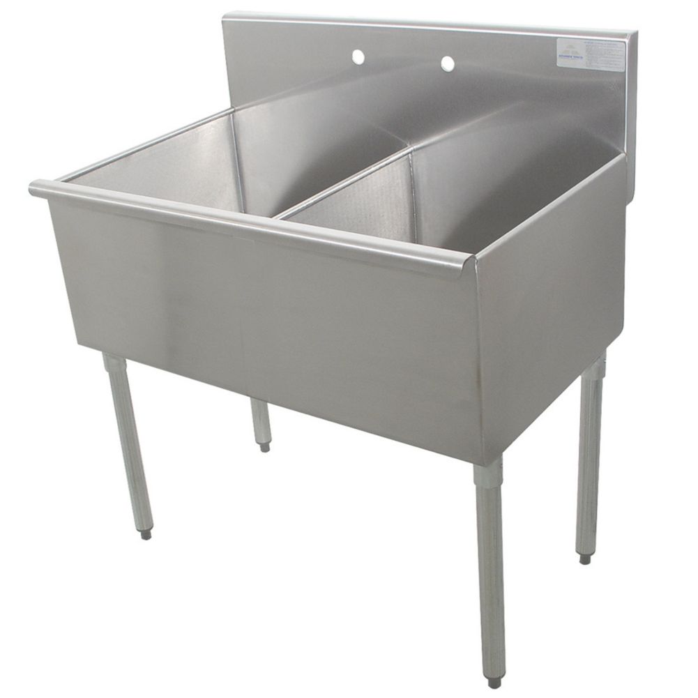 Advance Tabco 4-2-36-X 2-Compartment Scullery Sink with Square Corners ...