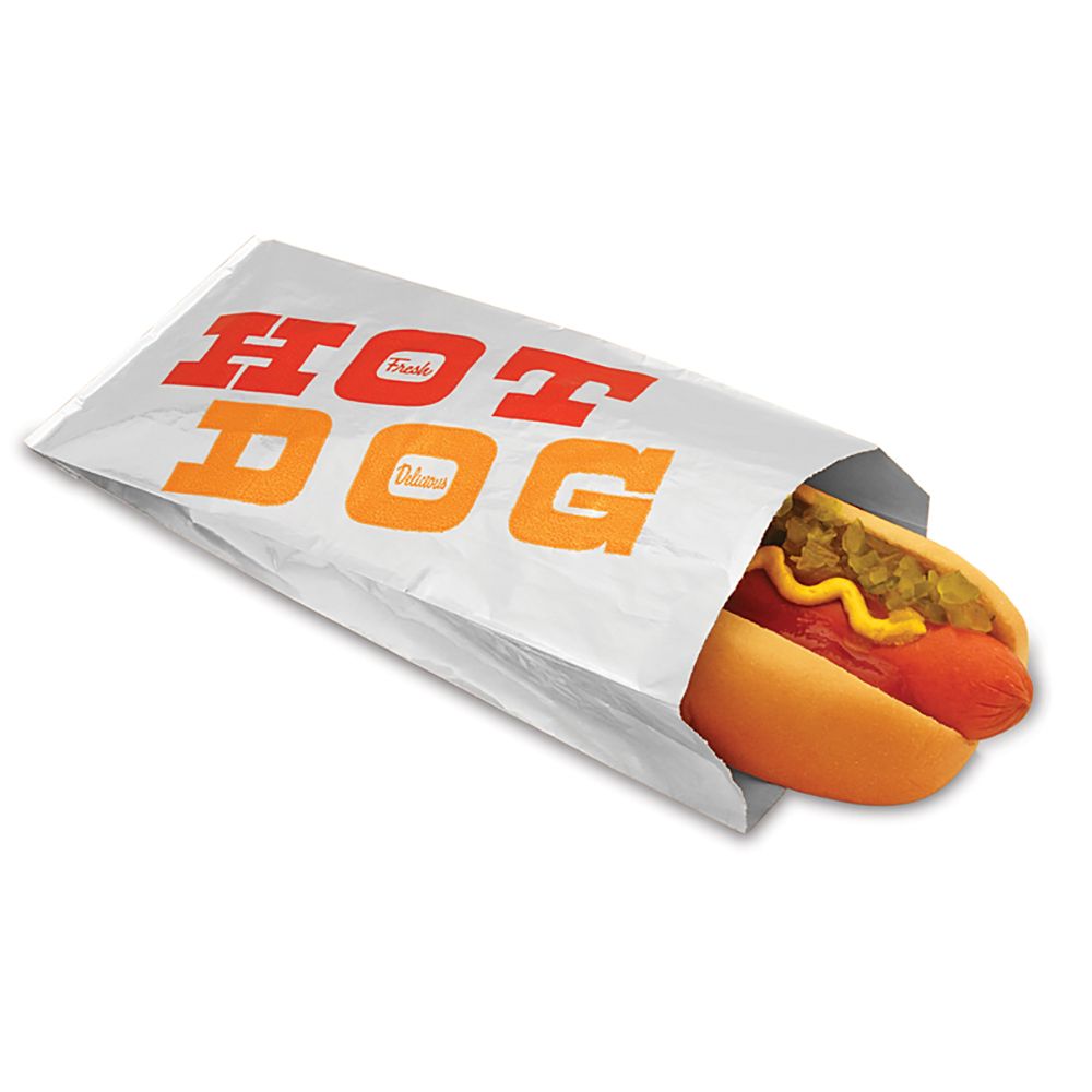 Bagcraft Packaging 300455 8.5 x 3.5 x 1.5 Hot Dog Foil Bag - 1000 / CS