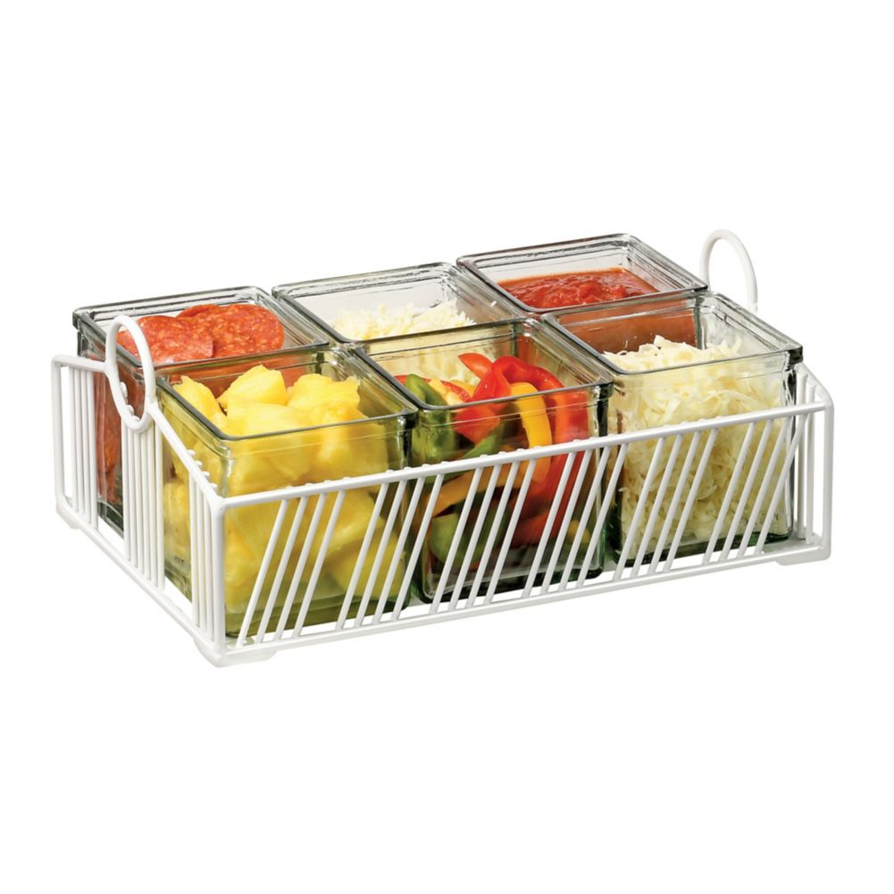 Cal-Mil 4101-6-15 Portland 6 Jar Condiment Caddy with White Frame