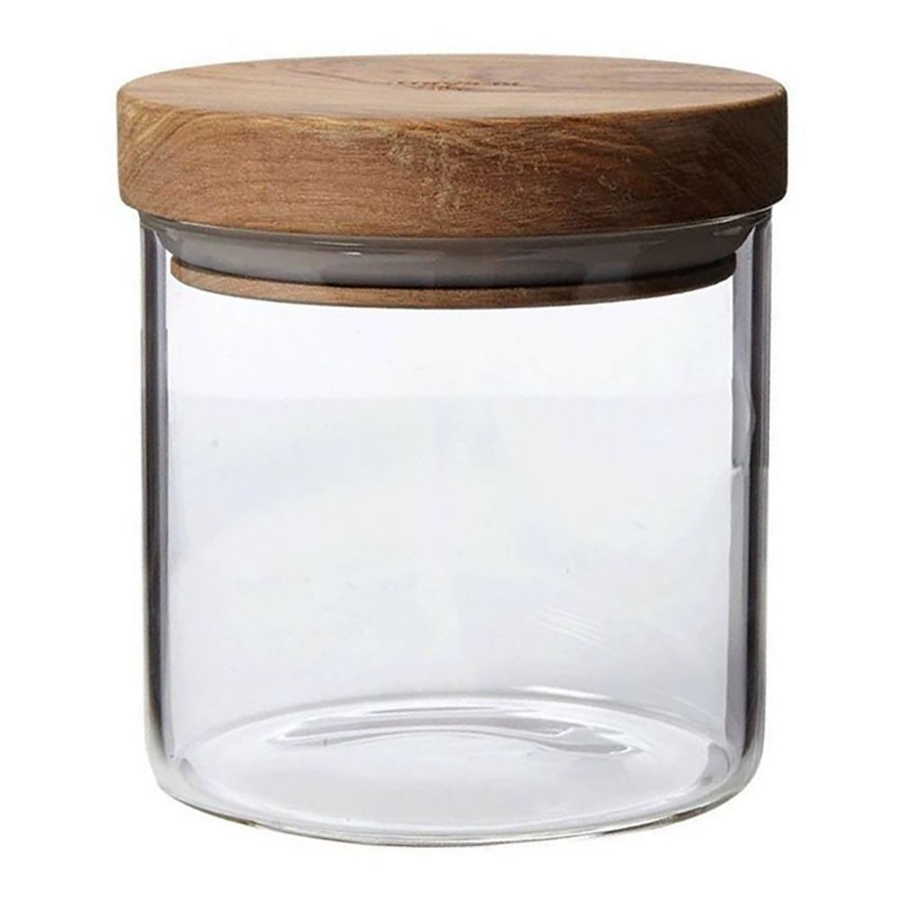 Browne Foodservice 7435100 Glass 13.5 Oz. Storage Jar with Olive Wood