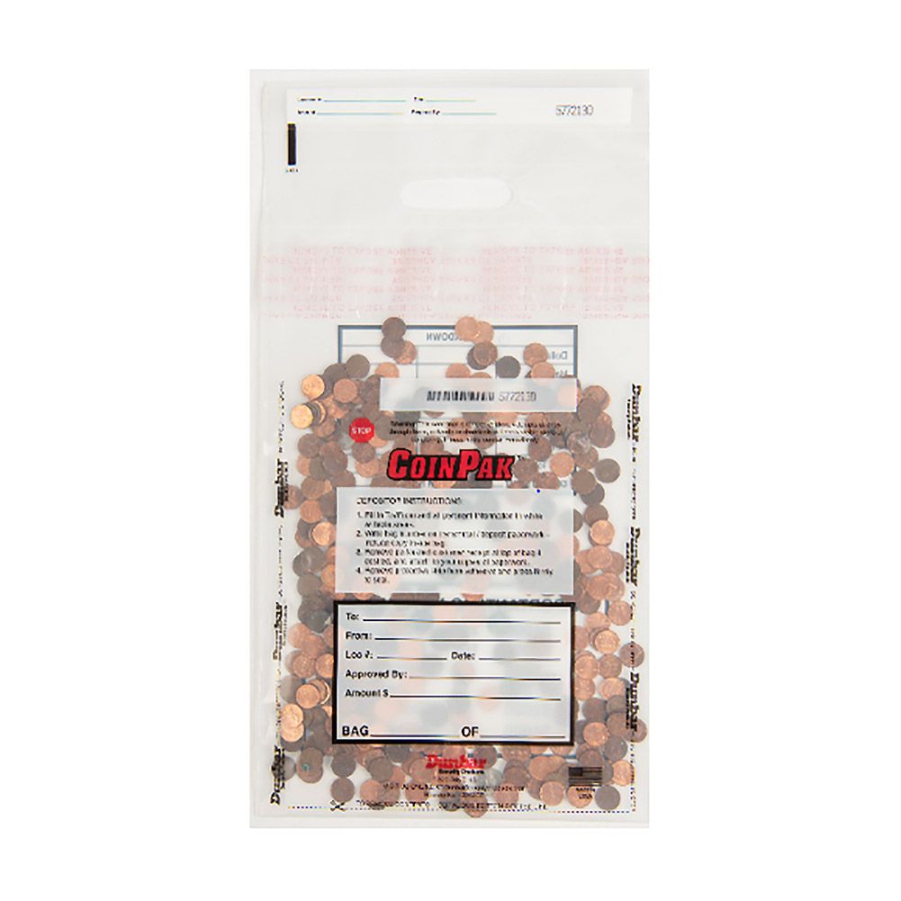 Dunbar Security 1221ACP Tamper Evident 12" x 21" Coin Bag 100 / CS