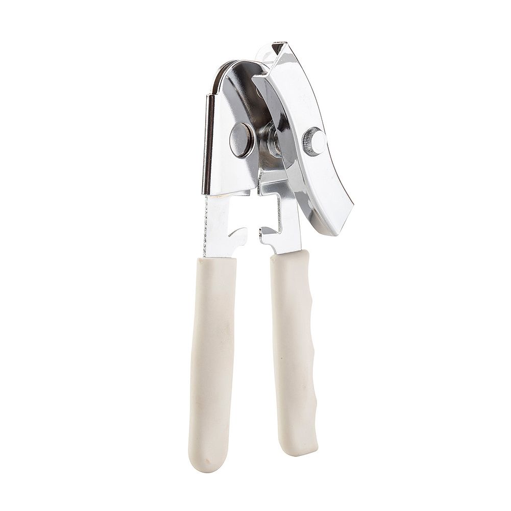 TableCraft 10444W 3-3/4" Manual Can Opener with White Rubber Handle