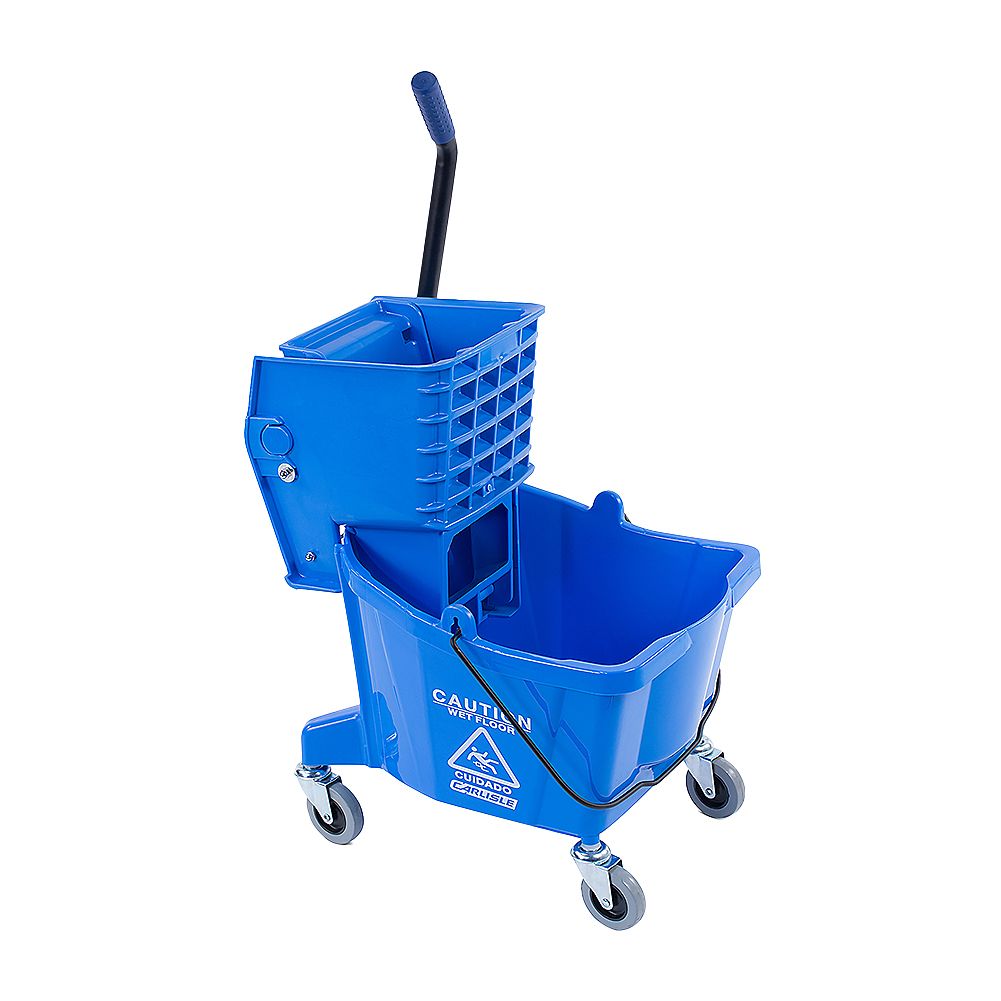 Carlisle 3690814 Blue 26 Quart Mop Bucket with Side Press Wringer